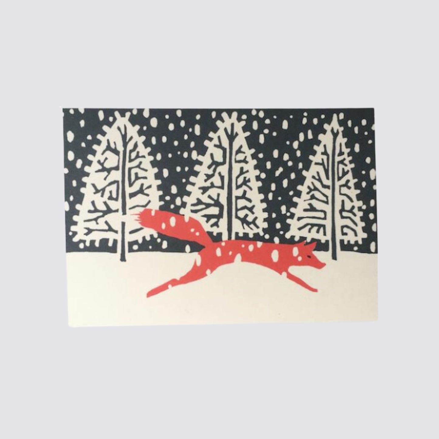fox in snowy scene card