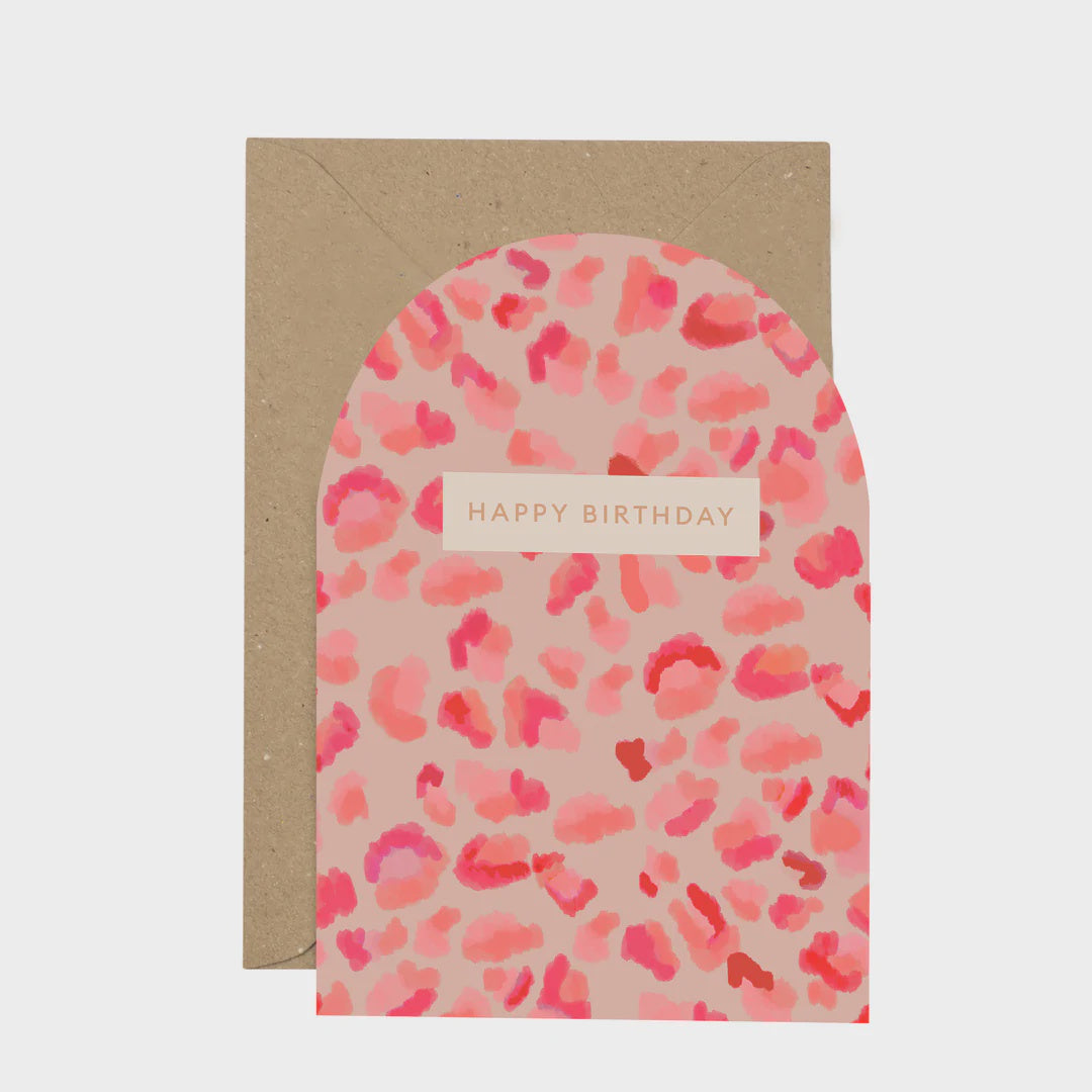 Happy Birthday Neon Leopard Card