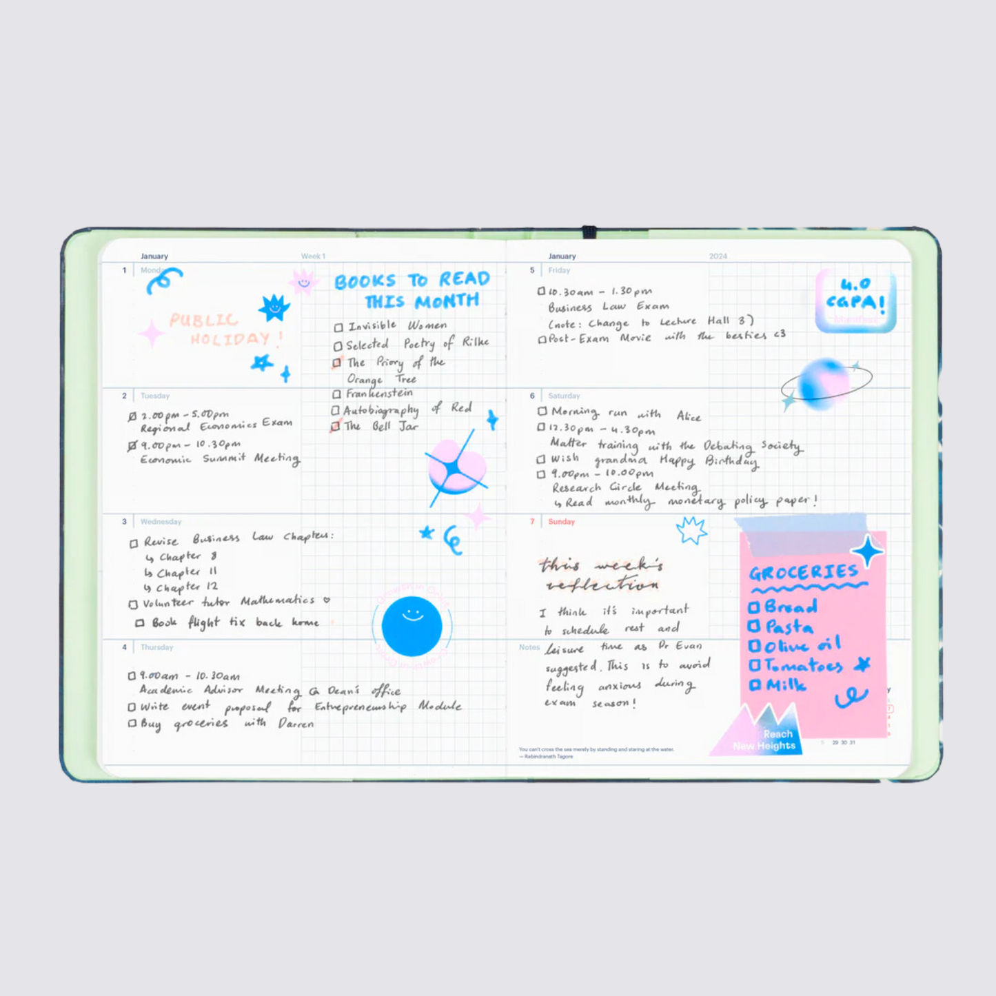 2024 Refillable Diary - Black Plaid