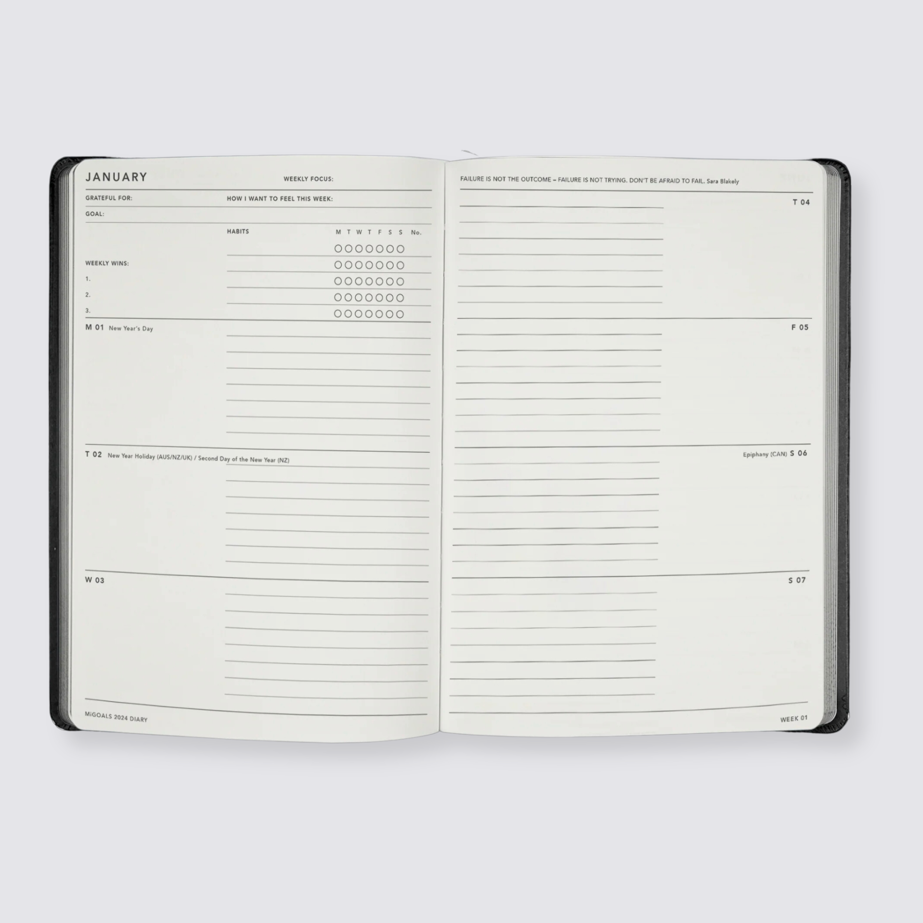 2024 Weekly Spread Diary - Lemon