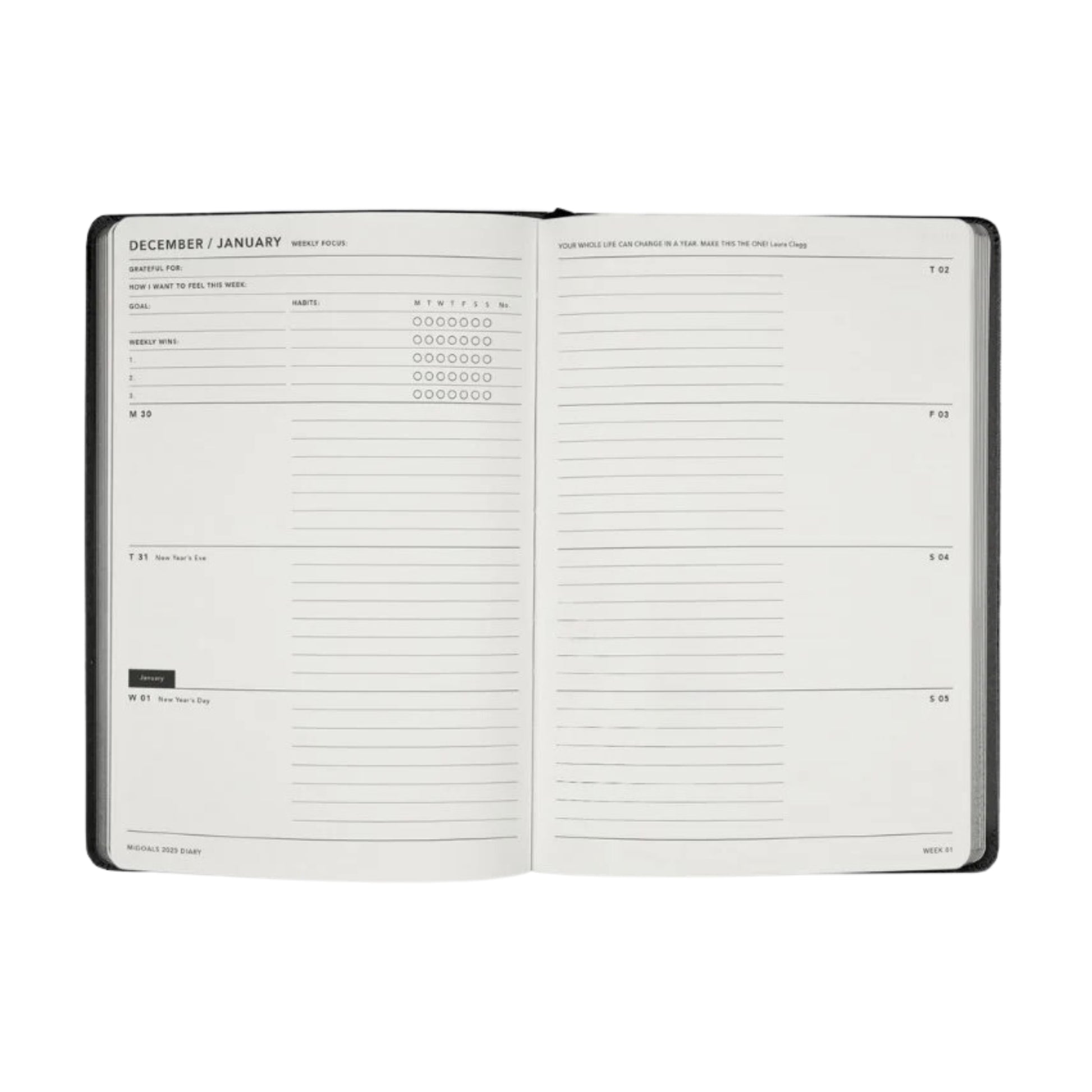 2025 Weekly Spread Diary - Teal