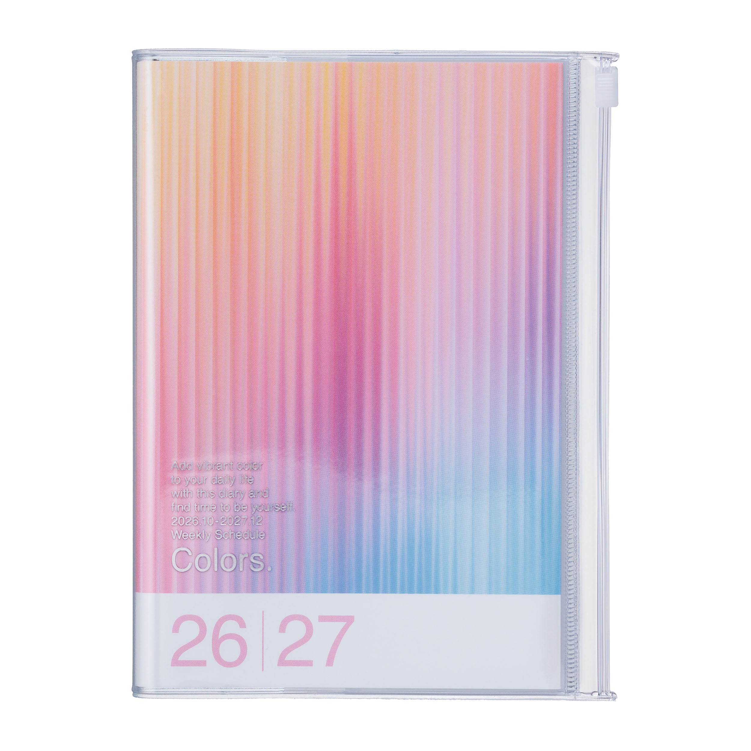 Diary swatch book with gradient cover on a white background