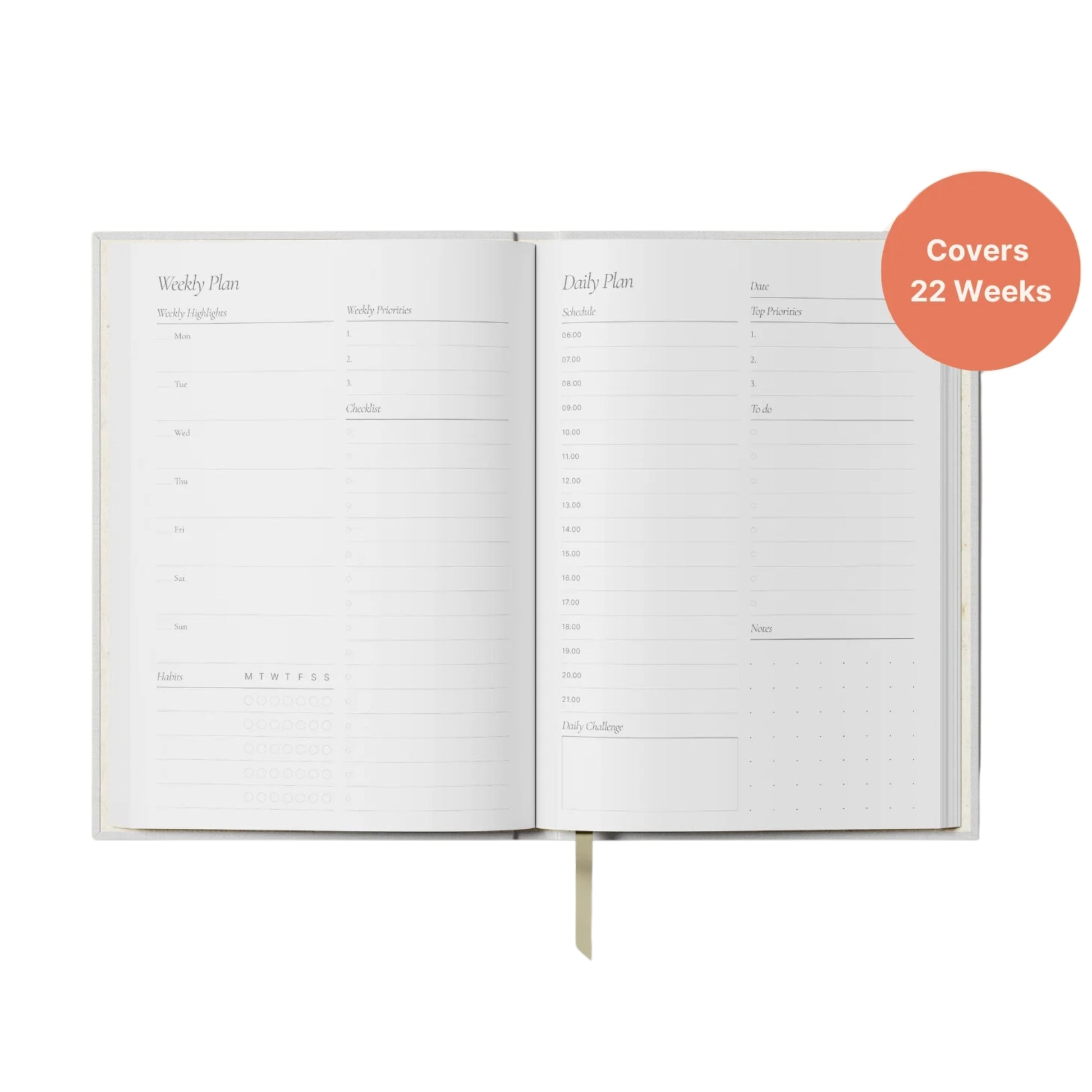 Undated Daily Planner - Sand and Navy