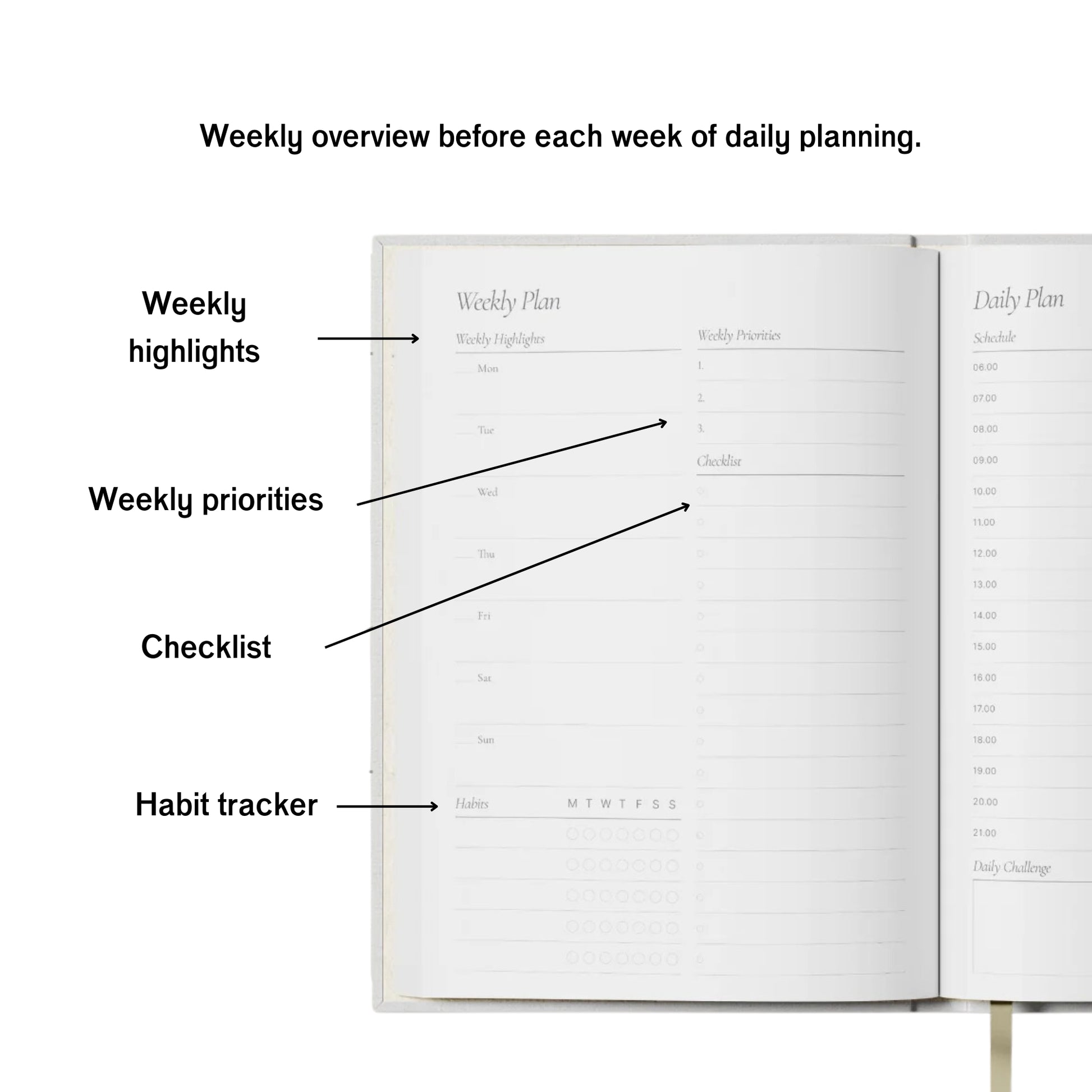 Undated Daily Planner - Sand and Navy
