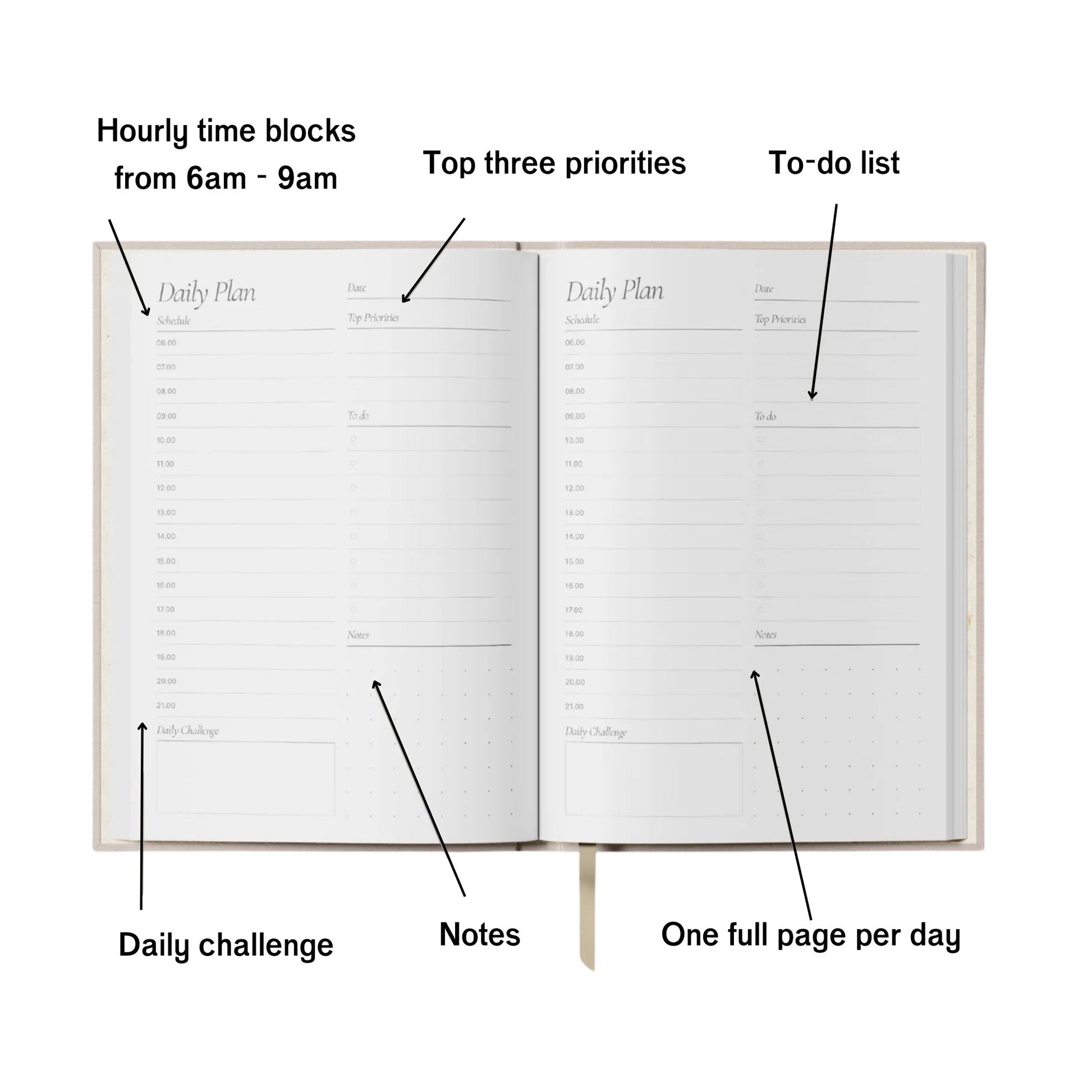 Undated Daily Planner - Sand and Navy