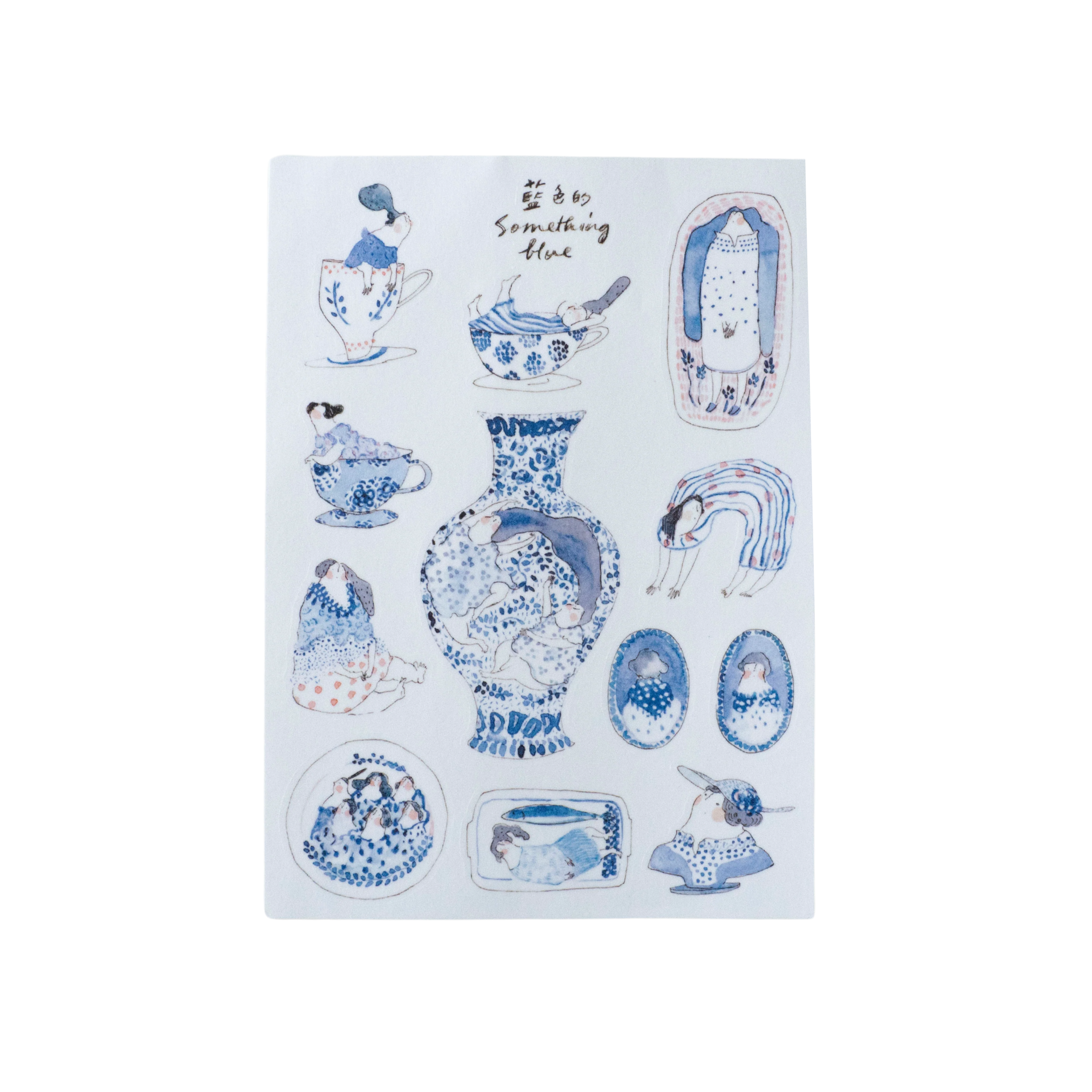 Illustrated blue sticker sheet 