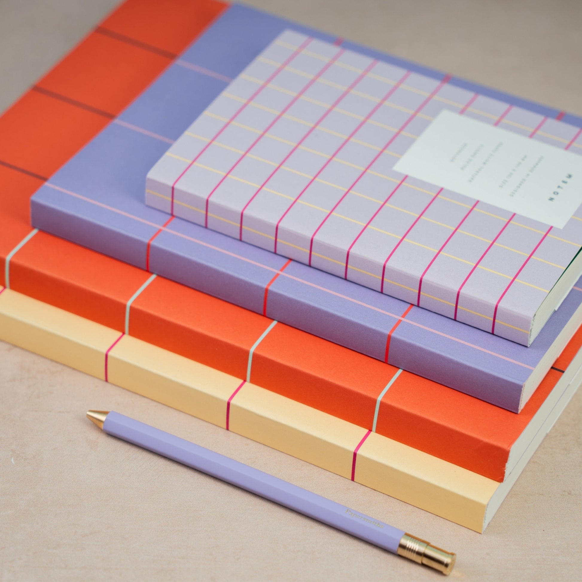 Uma Ruled Notebook  - Medium / Lavender Check