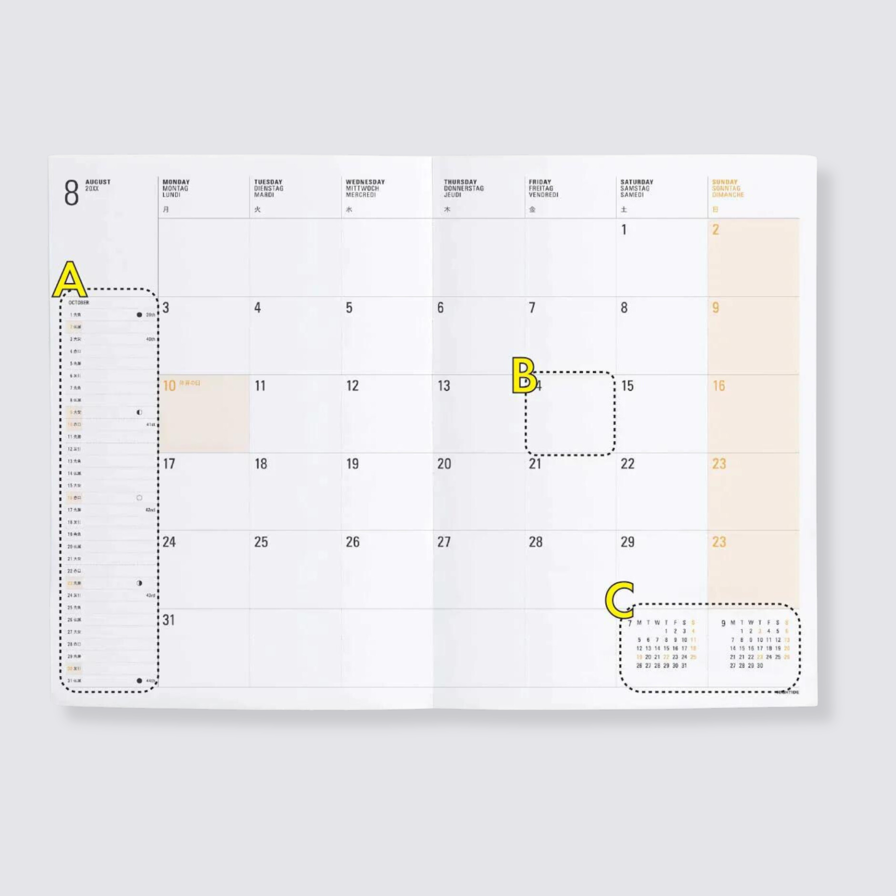 2024 Monthly Diary - Black Gingham
