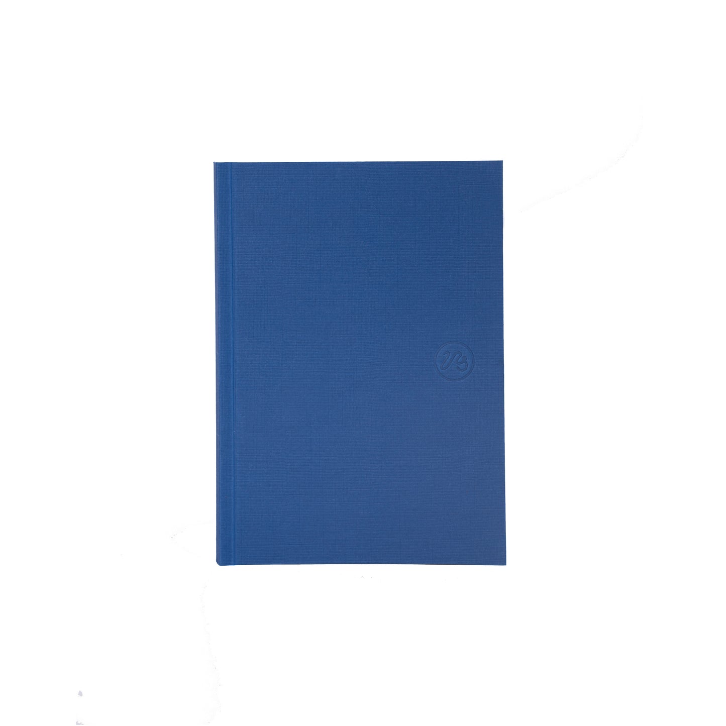 Blue notebook with a logo on a white background