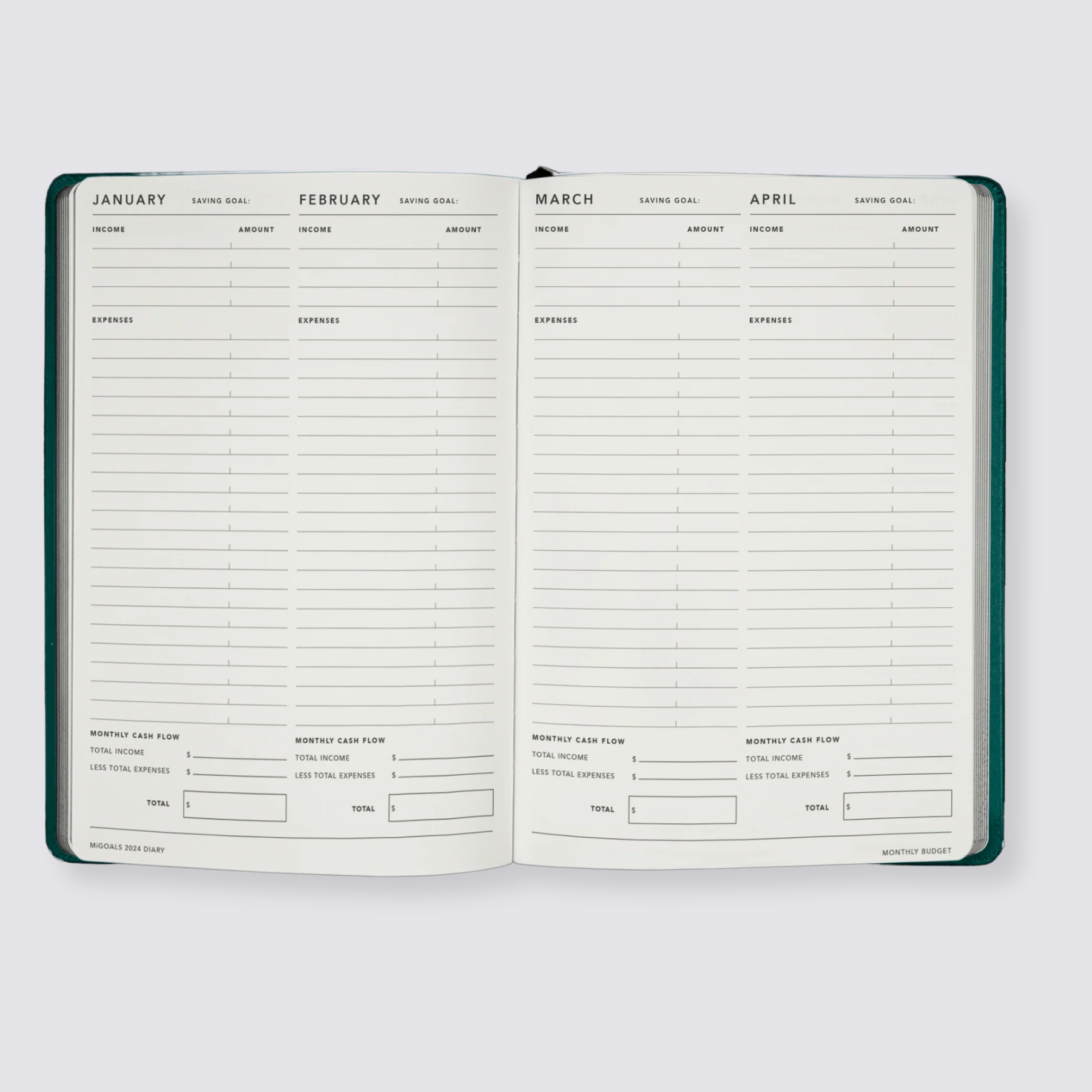 2024 Weekly Spread Diary - Black