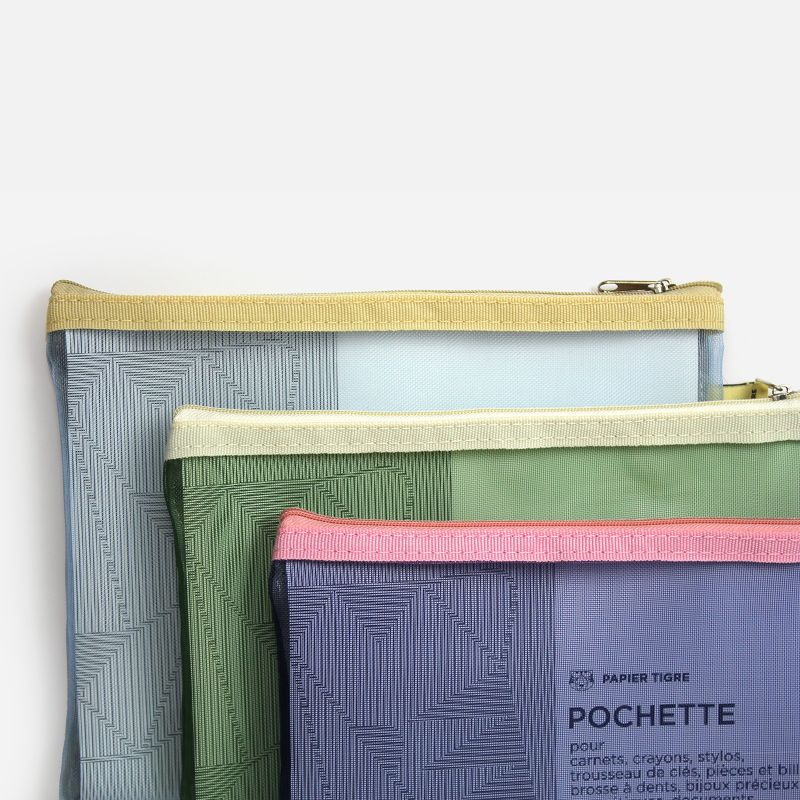 Medium Mesh Pouch Pencil Case - Green Yellow