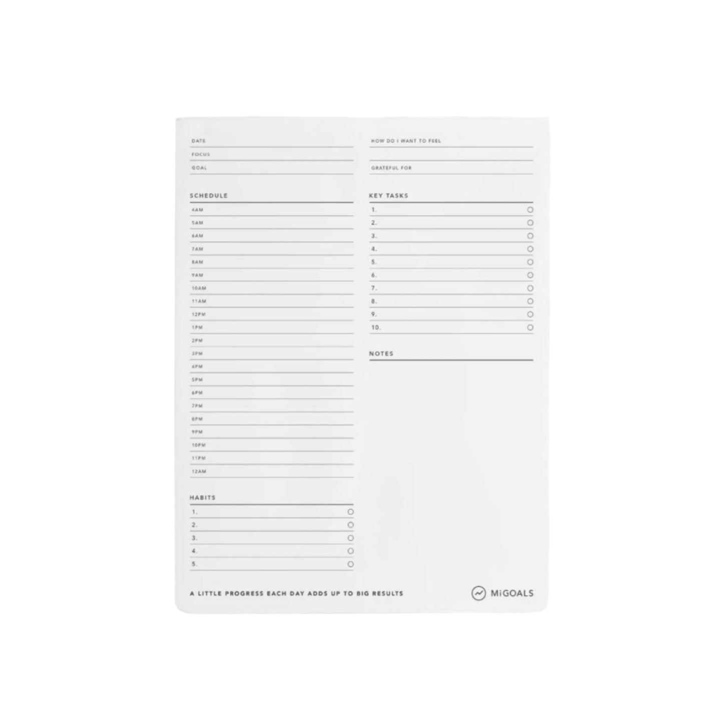 daily goal planning notepad