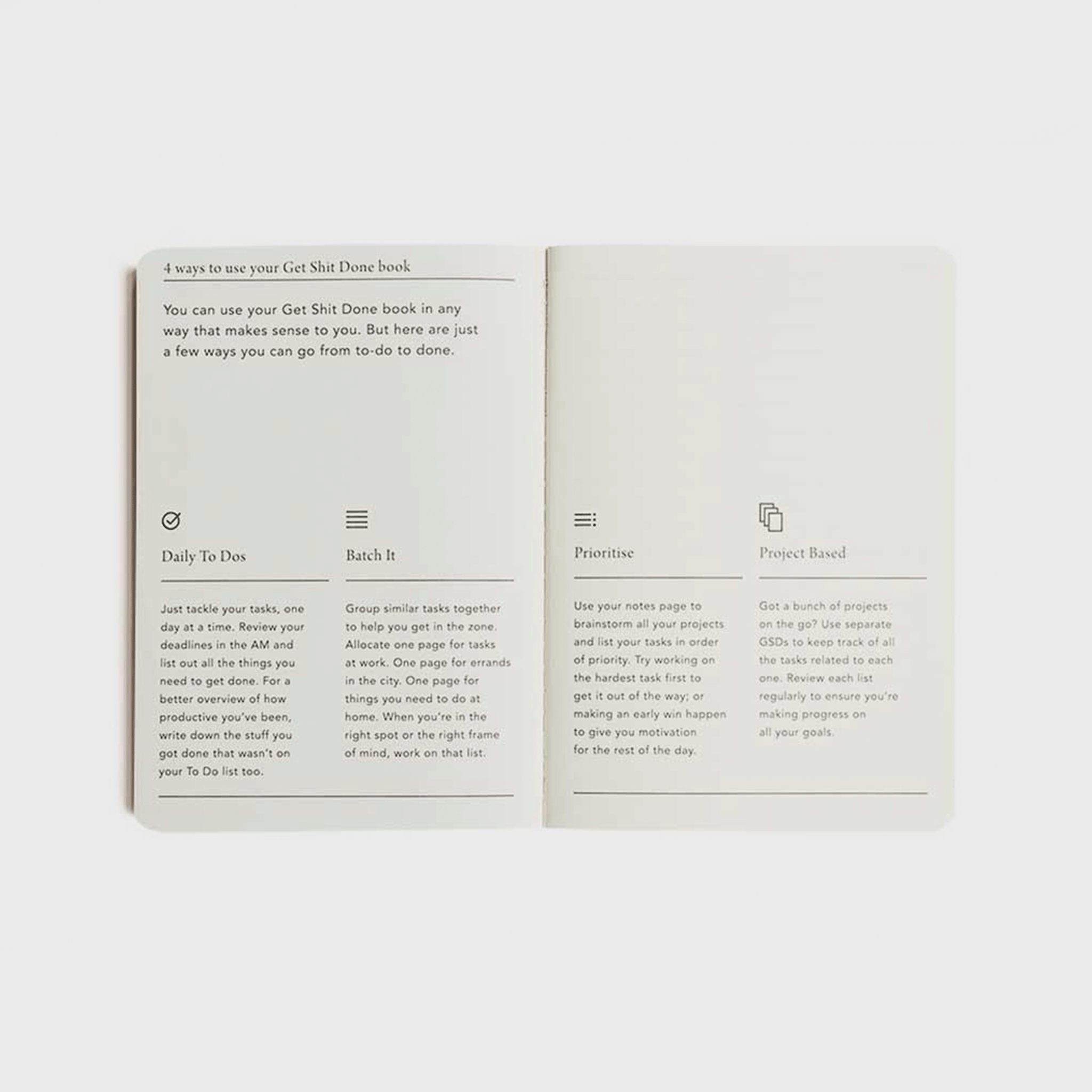 Get shit done notebook inside