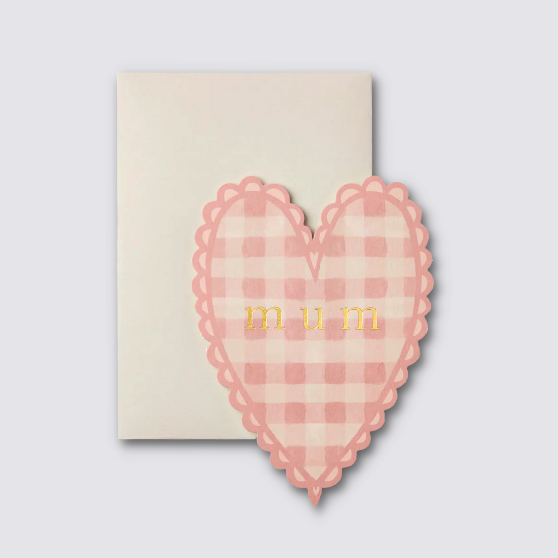 Pink Gingham Mum Heart