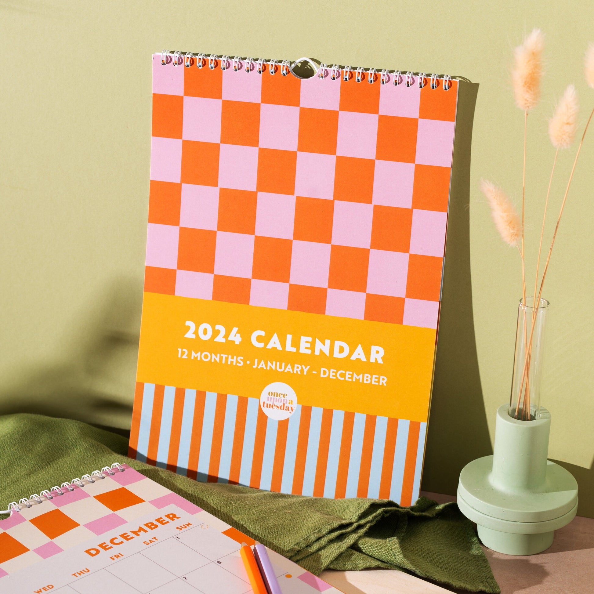 2024 Wall Calendar - Checks & Stripes - A4
