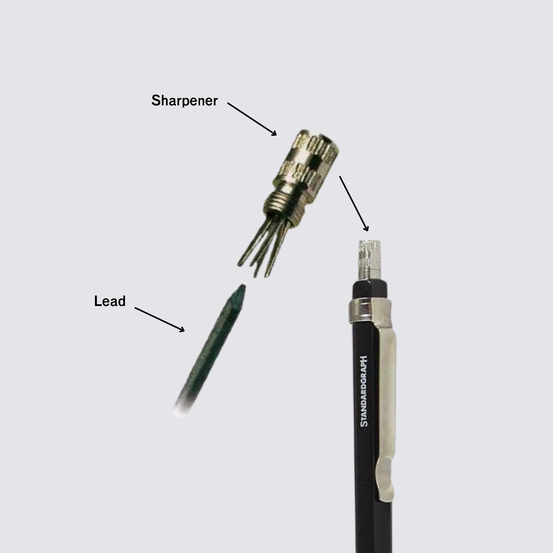 Built in sharpener in standardgraph mechanical pencil